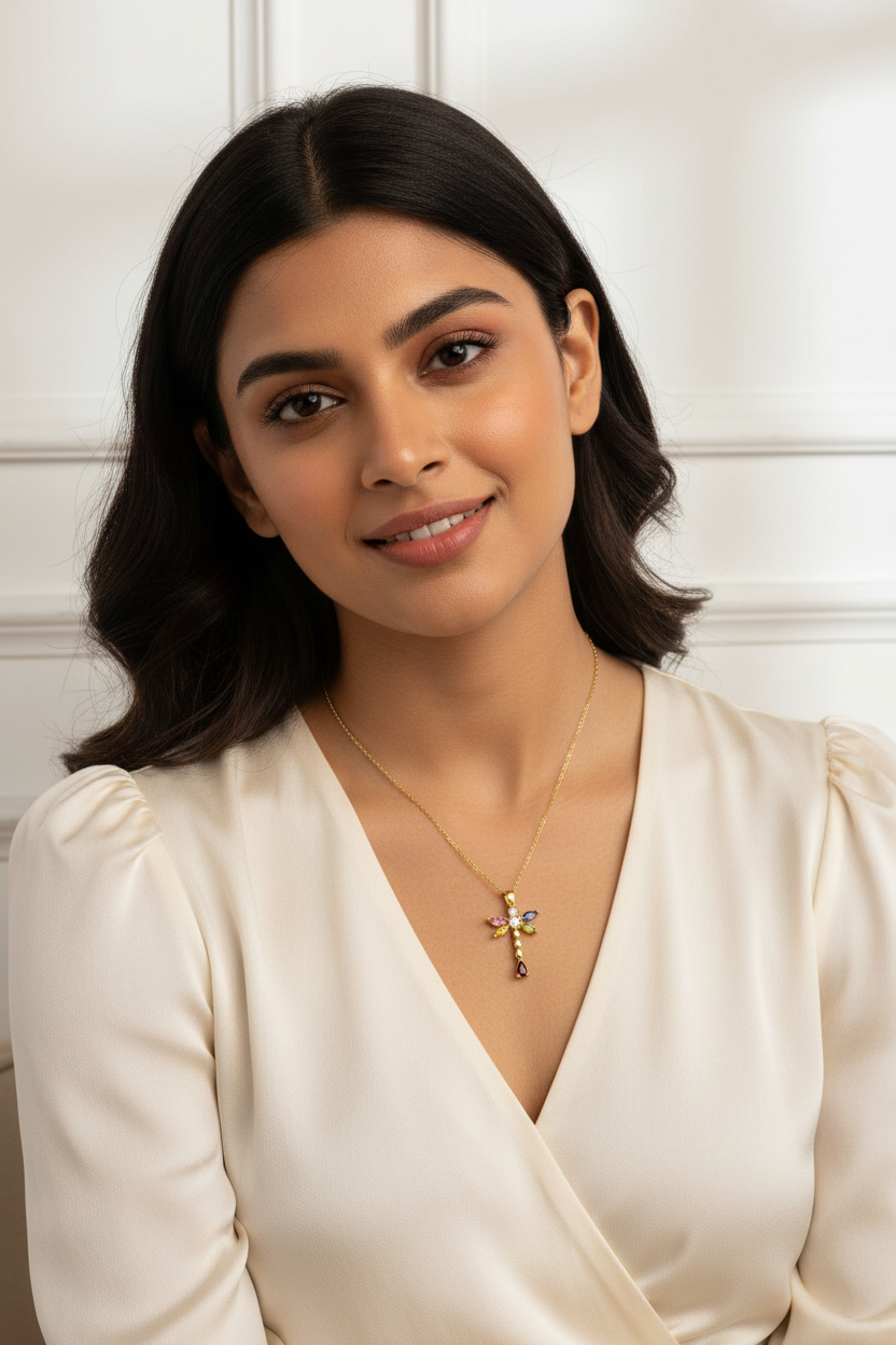 Marquise Crystal Flower Pendant