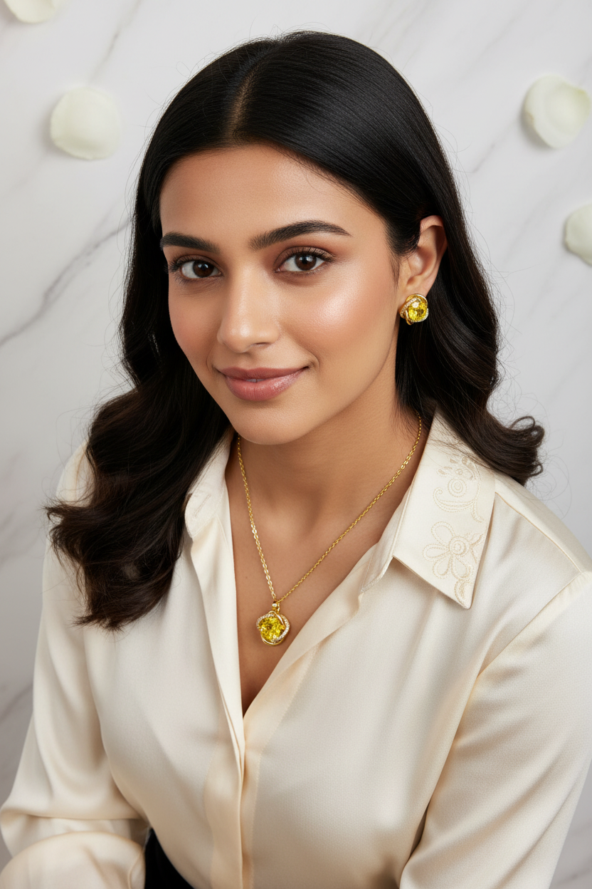 Citrine Yellow Crystal Jewelry Set