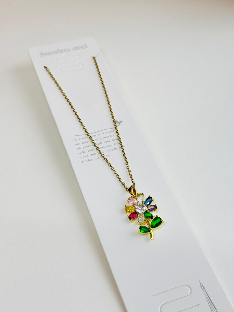 RAINBOW CRYSTAL FLOWER PENDANT