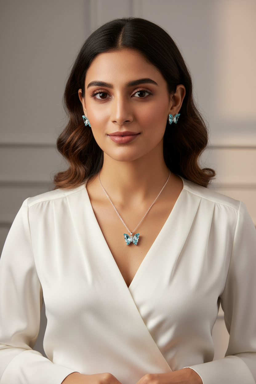 Crystal Butterfly Set (Silver)