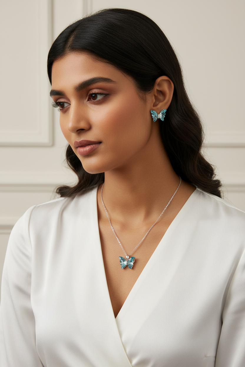 Crystal Butterfly Set (Silver)