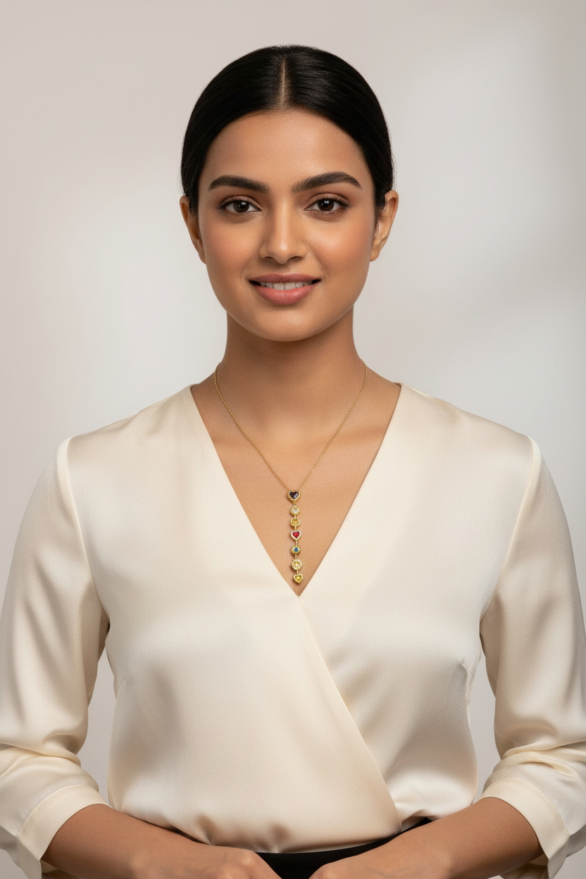 Gemstone Heart Honeycomb Necklace