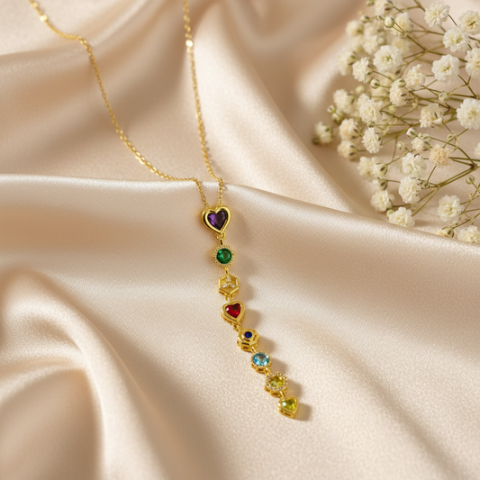 Gemstone Heart Honeycomb Necklace