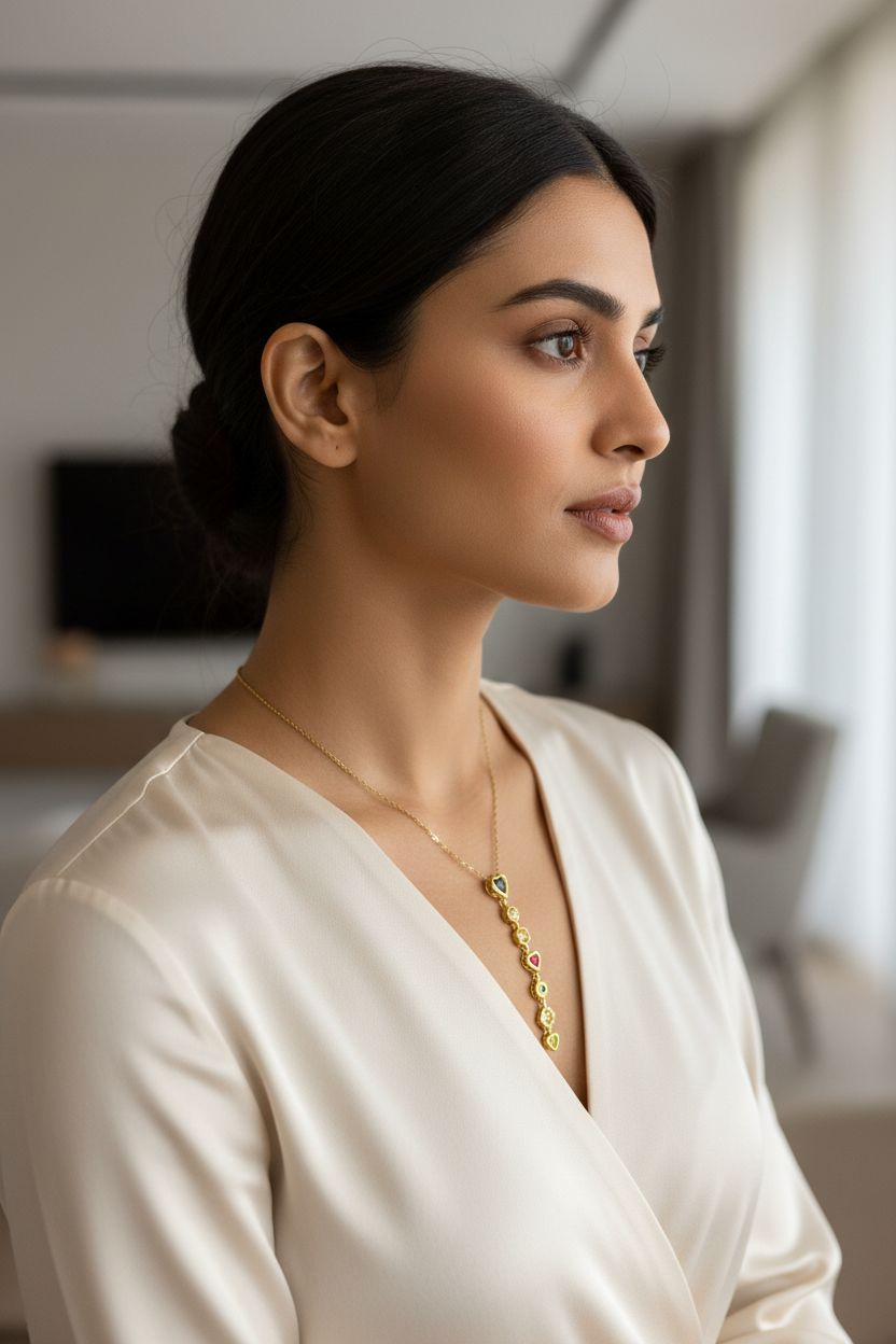 Gemstone Heart Honeycomb Necklace