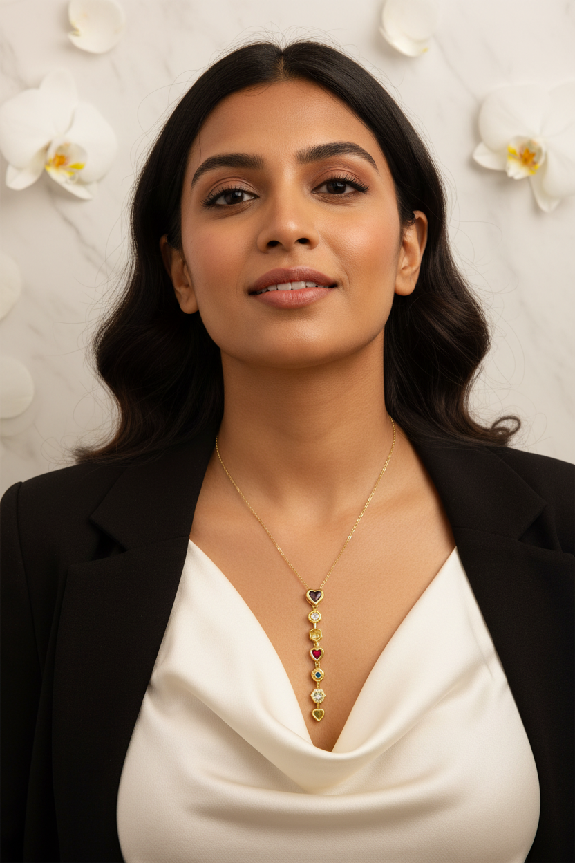 Gemstone Heart Honeycomb Necklace