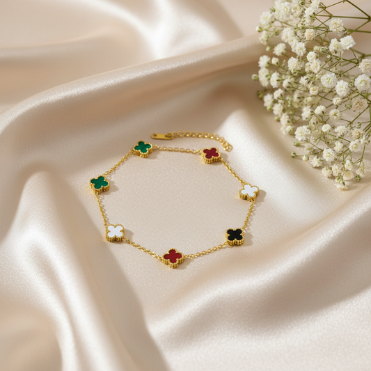 Multicolored Clover Station Bracelet
