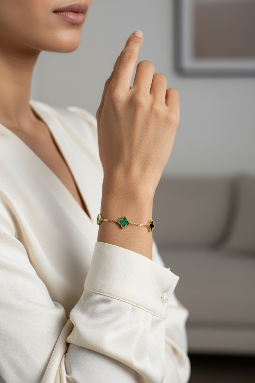 Multicolored Clover Station Bracelet