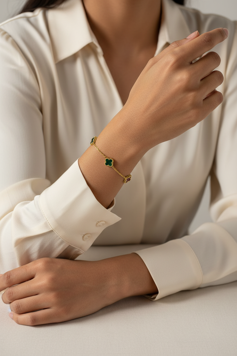 Multicolored Clover Station Bracelet