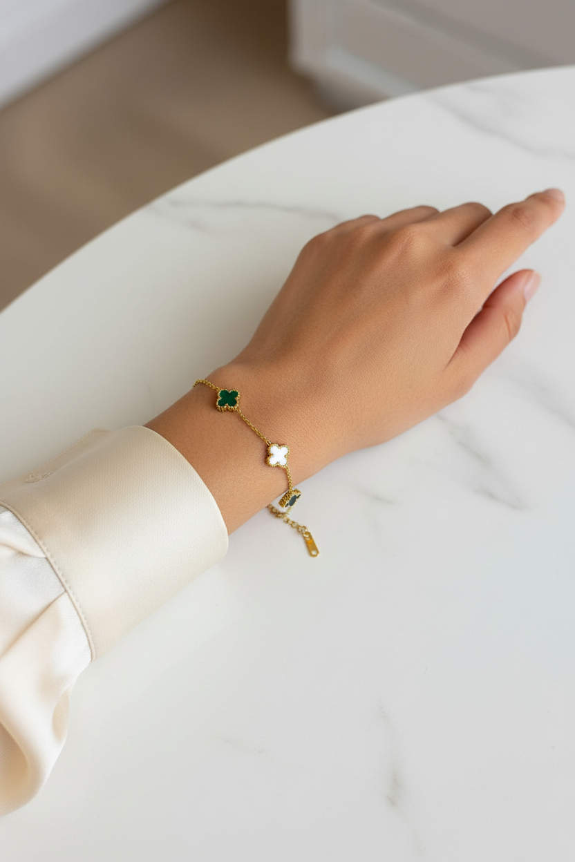 Multicolored Clover Station Bracelet