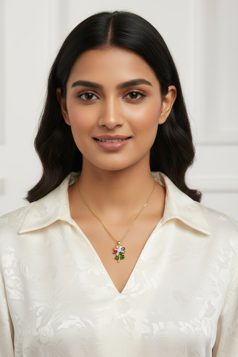 RAINBOW CRYSTAL FLOWER PENDANT