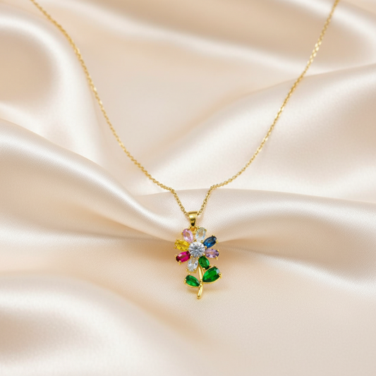 RAINBOW CRYSTAL FLOWER PENDANT