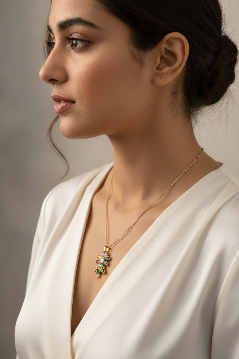 RAINBOW CRYSTAL FLOWER PENDANT