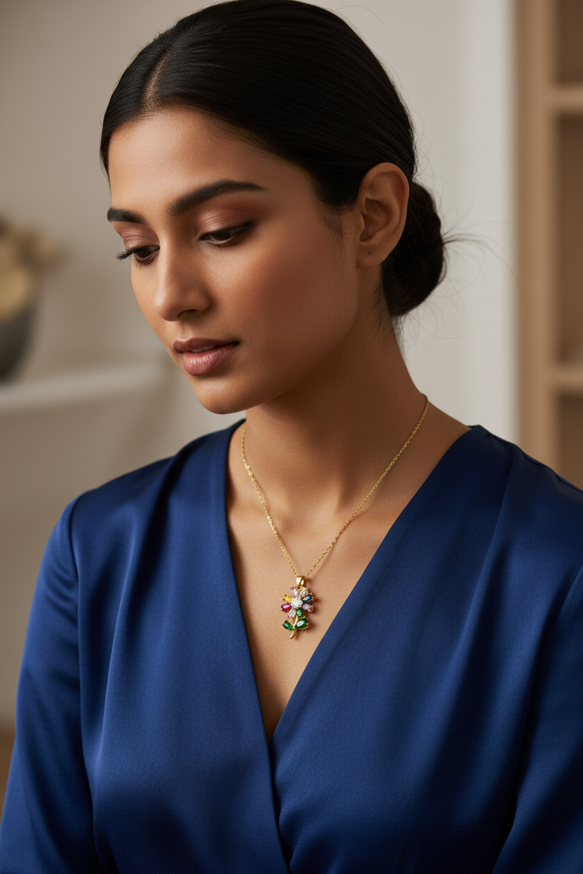 RAINBOW CRYSTAL FLOWER PENDANT