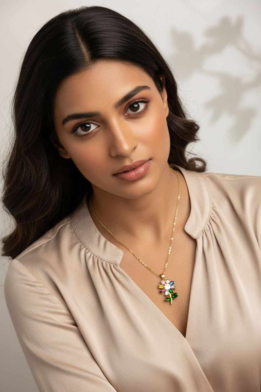 RAINBOW CRYSTAL FLOWER PENDANT