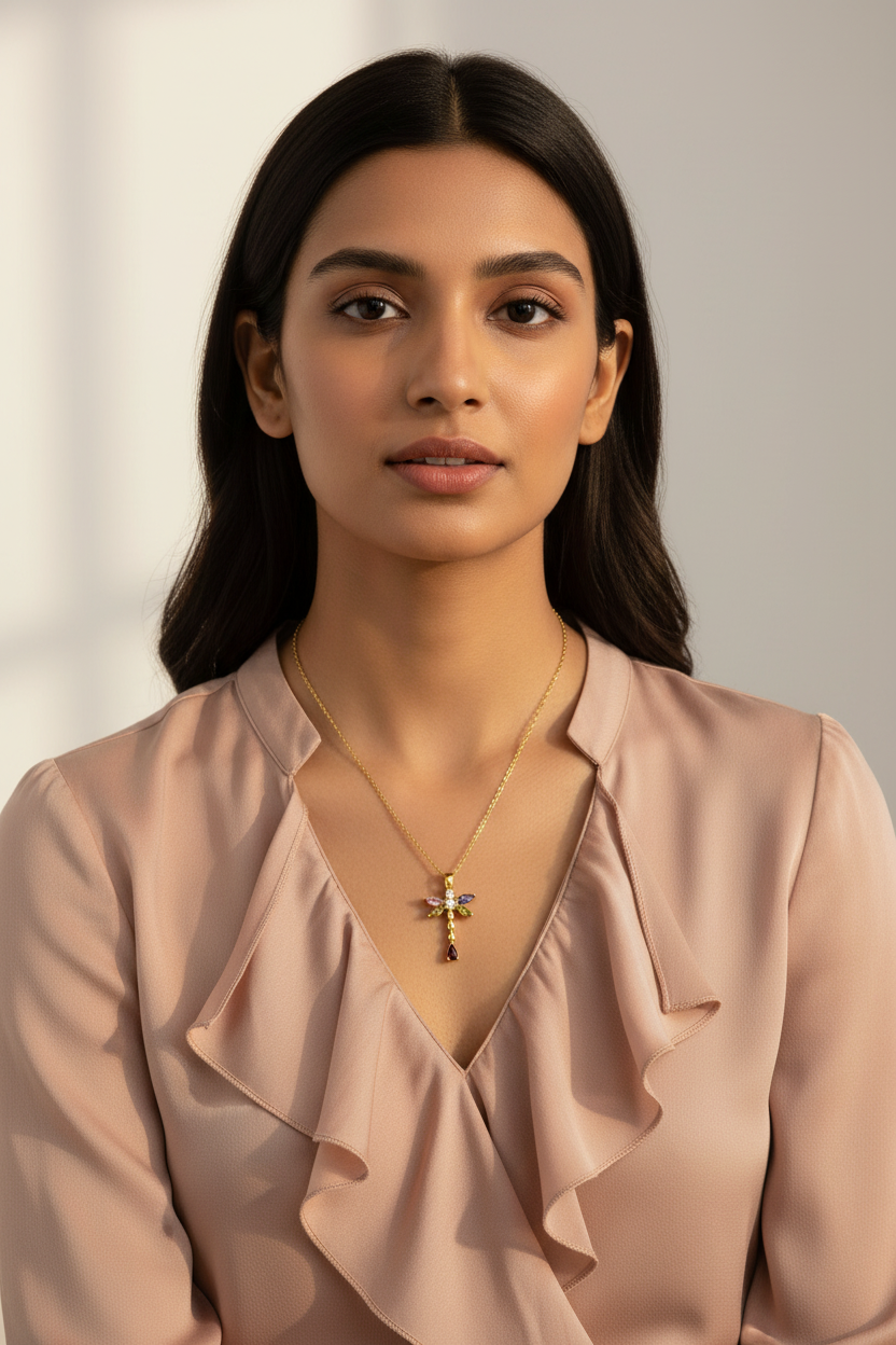 Marquise Crystal Flower Pendant