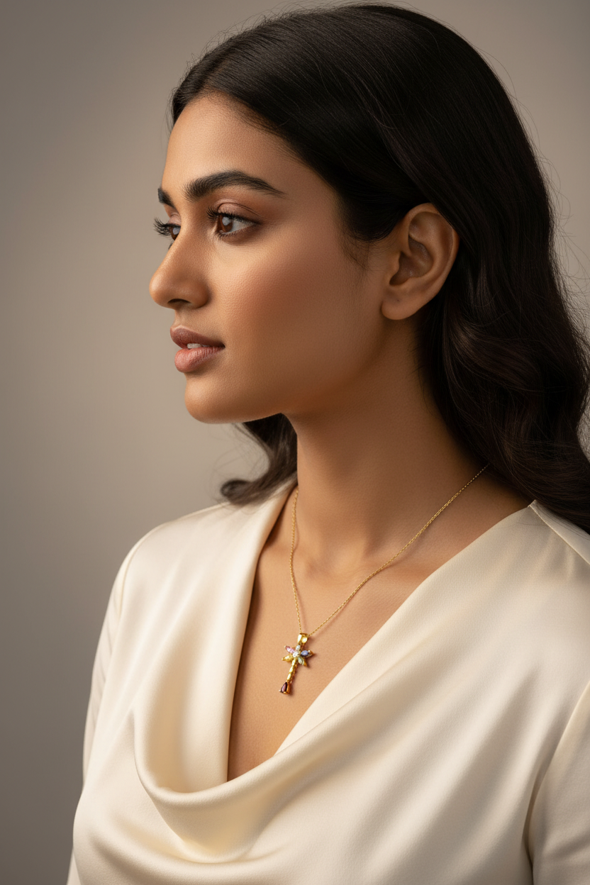 Marquise Crystal Flower Pendant