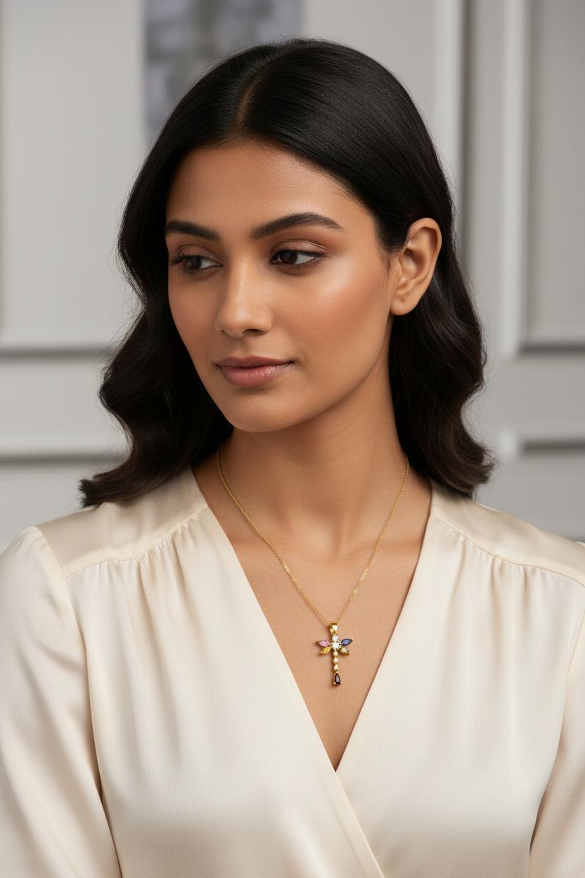 Marquise Crystal Flower Pendant