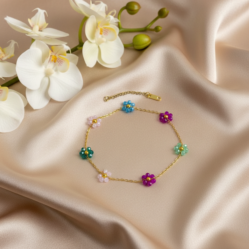 Handcrafted Beaded Flower Bracelet