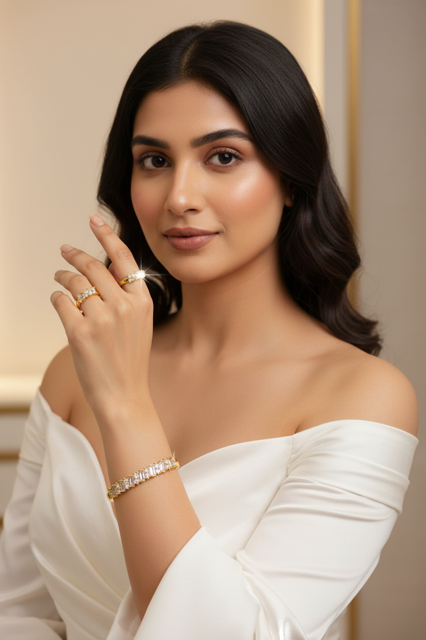 Baguette Cut Bangle & Ring Set