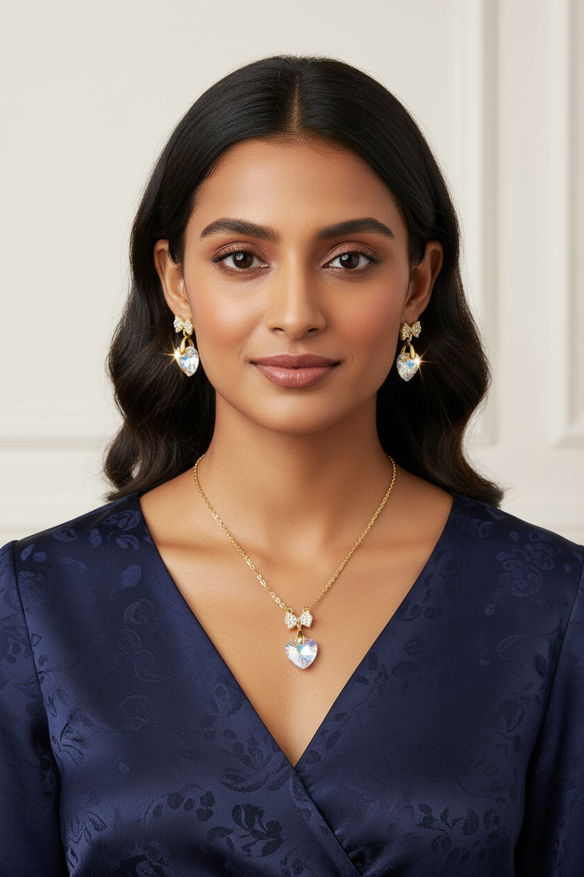 Iridescent Heart & Bow Set