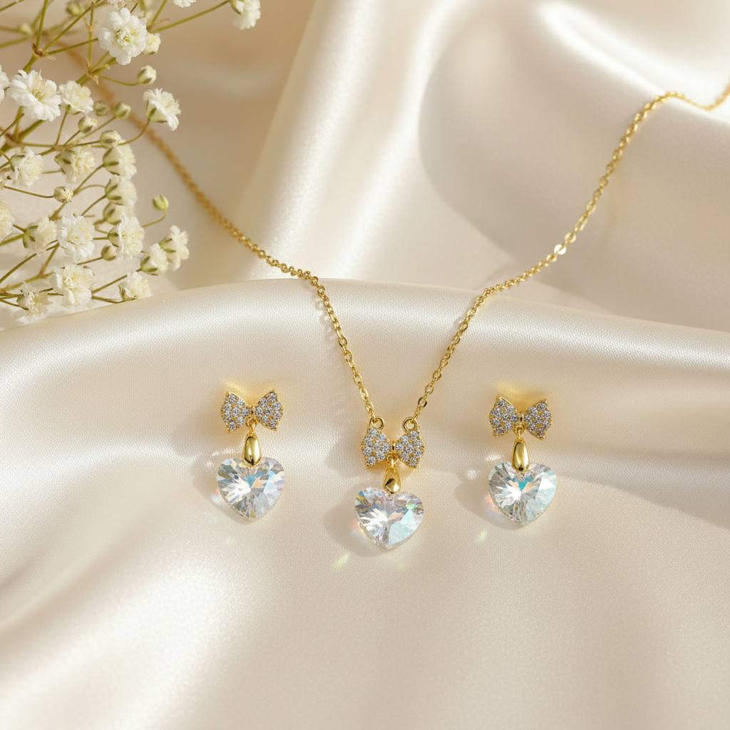Iridescent Heart & Bow Set