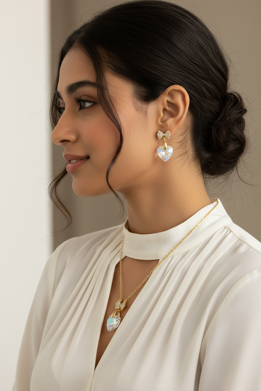 Iridescent Heart & Bow Set