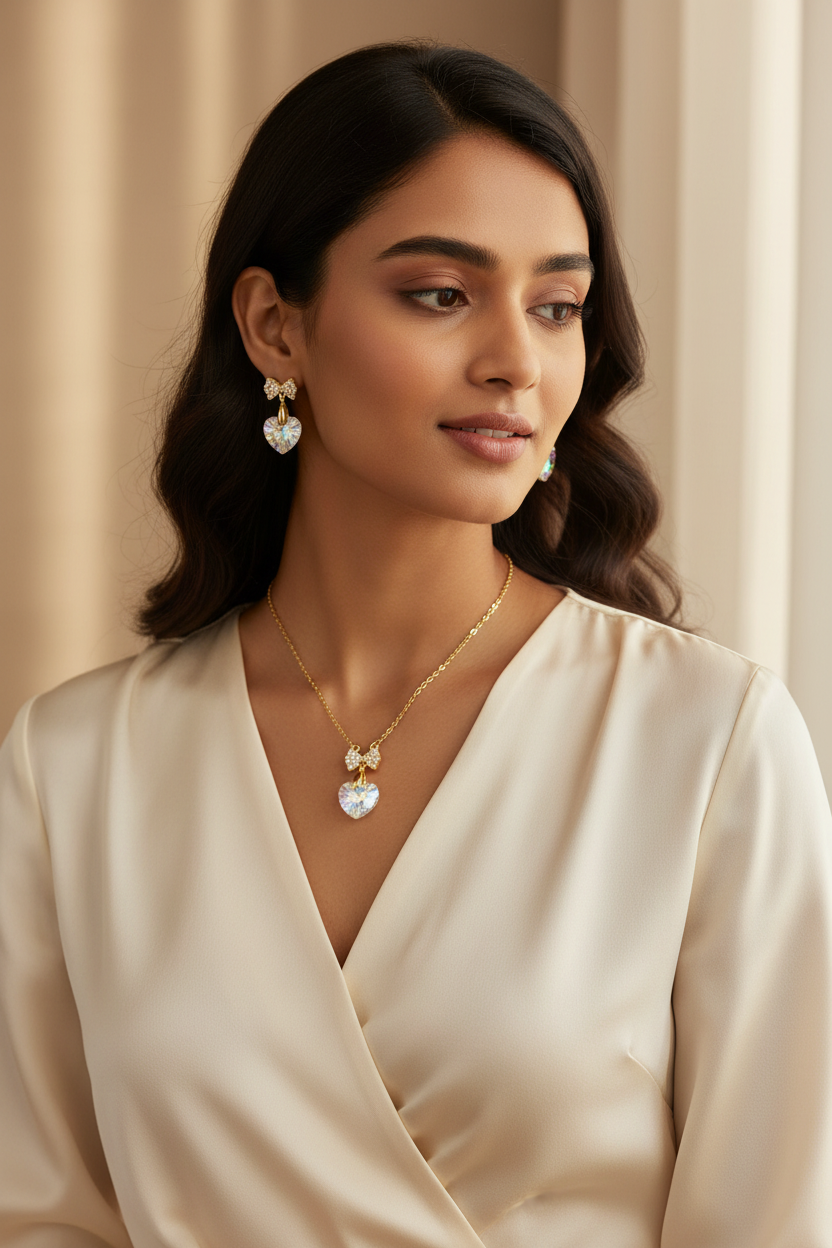 Iridescent Heart & Bow Set