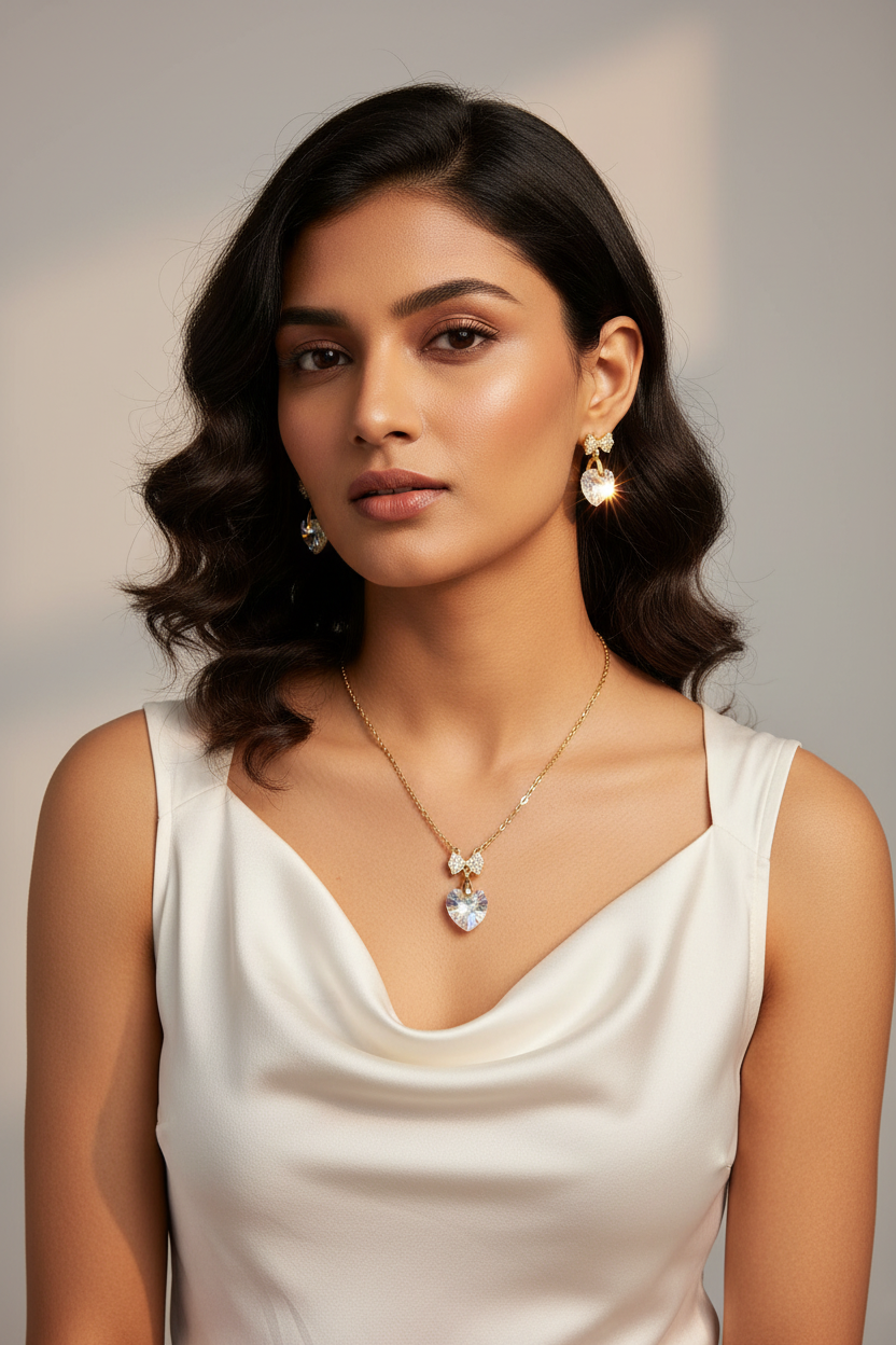 Iridescent Heart & Bow Set