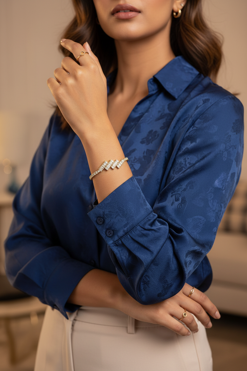 Zig-Zag Baguette & Round Crystal Bracelet