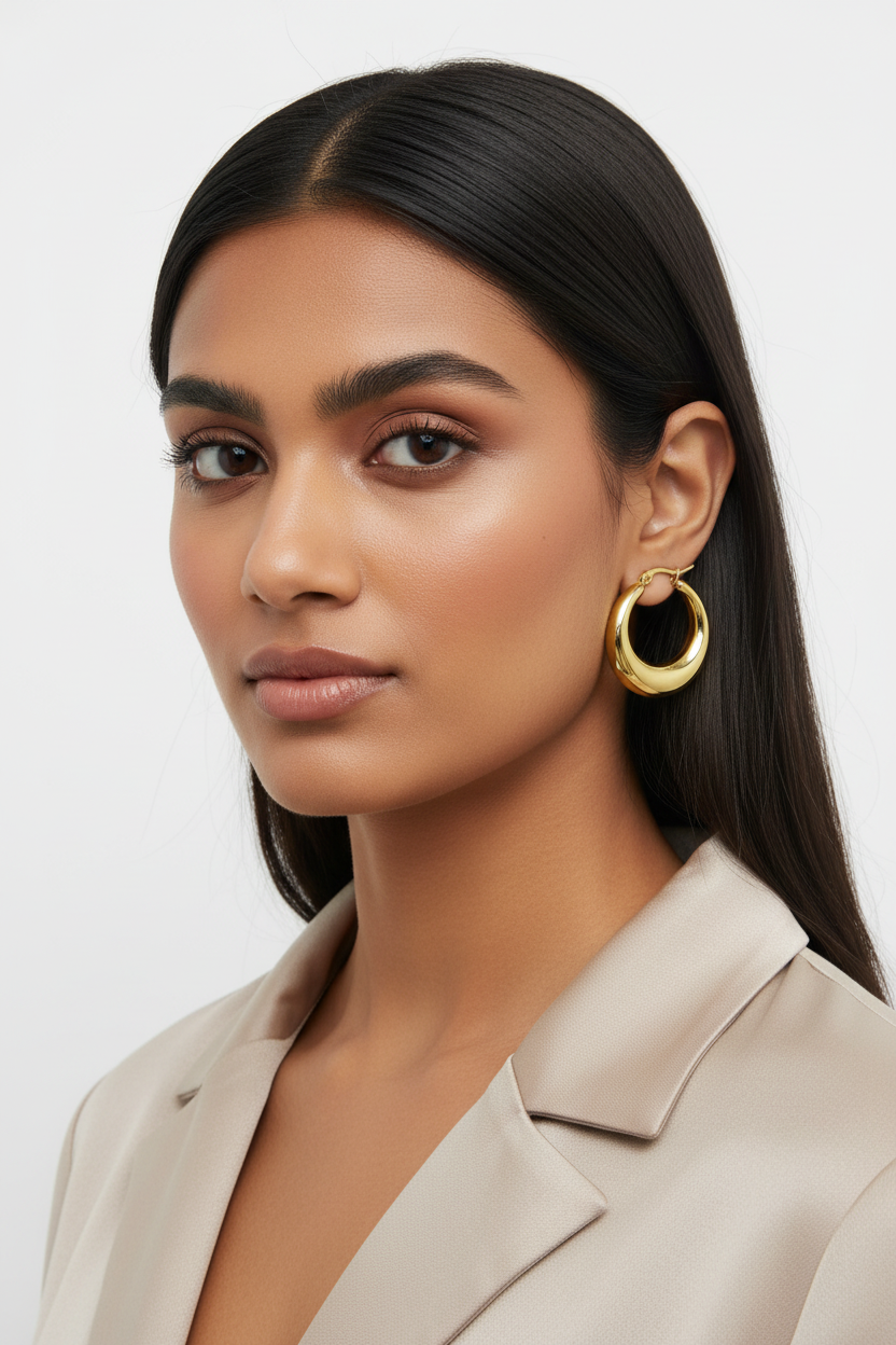 Chunky Gold Teardrop Hoop Earrings