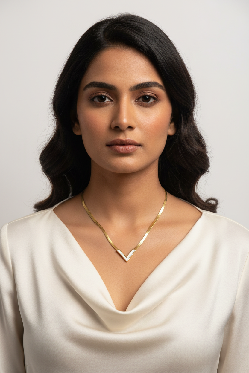 Mother of Pearl "V" Herringbone Necklace