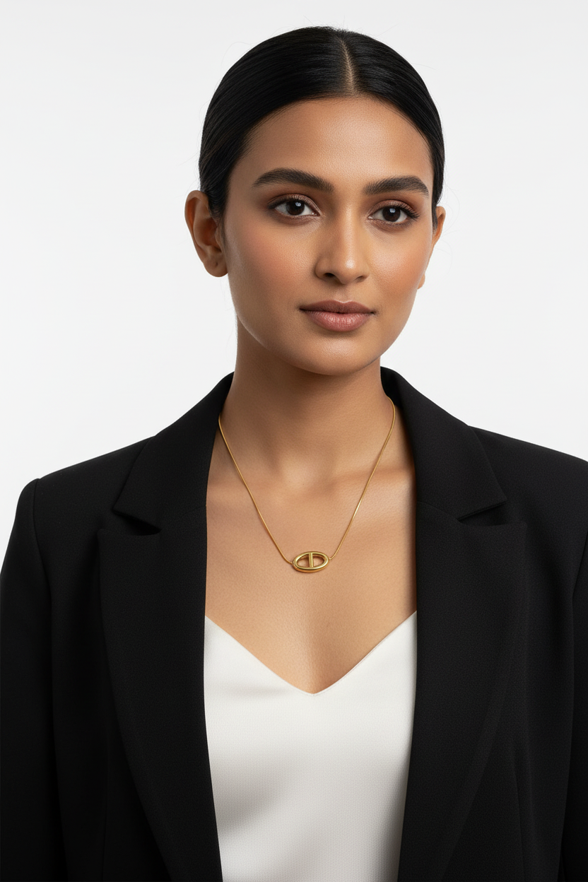 Minimalist Gold Oval Slide Necklace