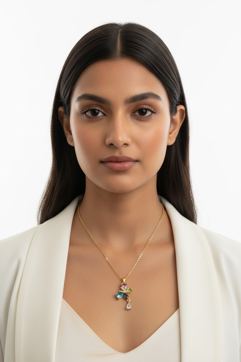 Handcrafted Multicoloured Teardrop Crystal Necklace