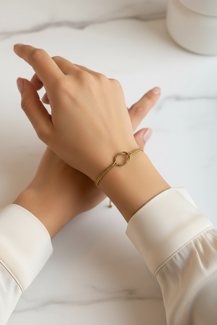 Minimalist Infinity Knot Snake Chain Bracelet