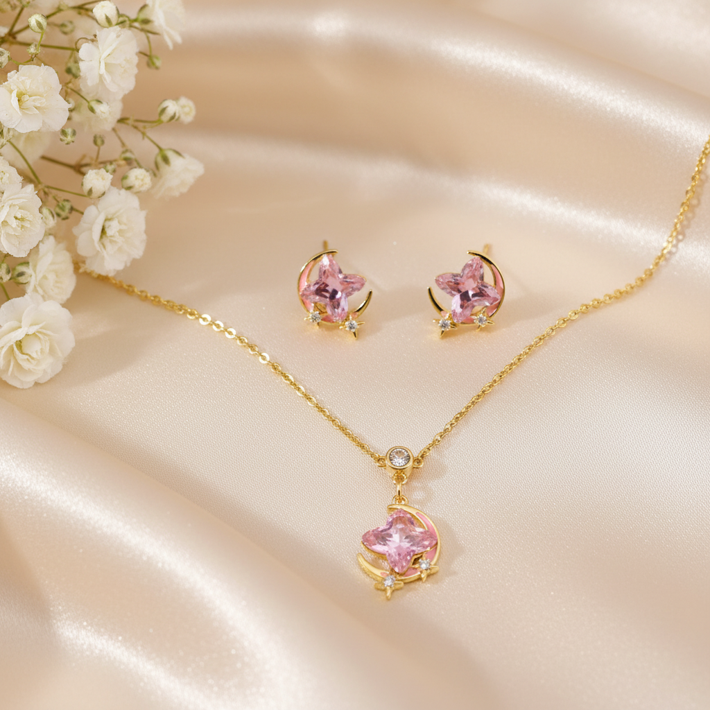 Pink Star & Crescent Moon Set