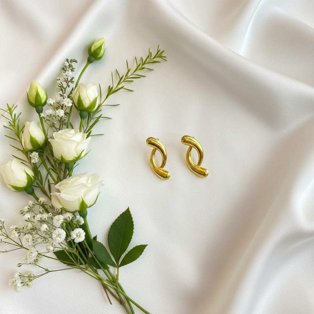 Gold Infinity Ribbon Earrings