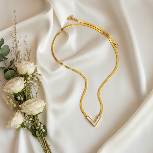 Mother of Pearl "V" Herringbone Necklace