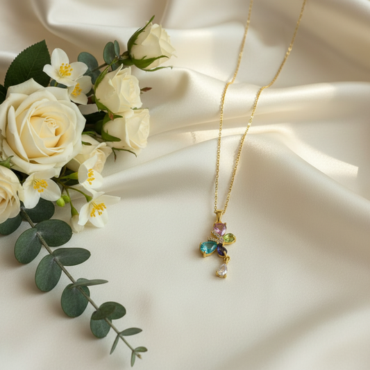 Handcrafted Multicoloured Teardrop Crystal Necklace