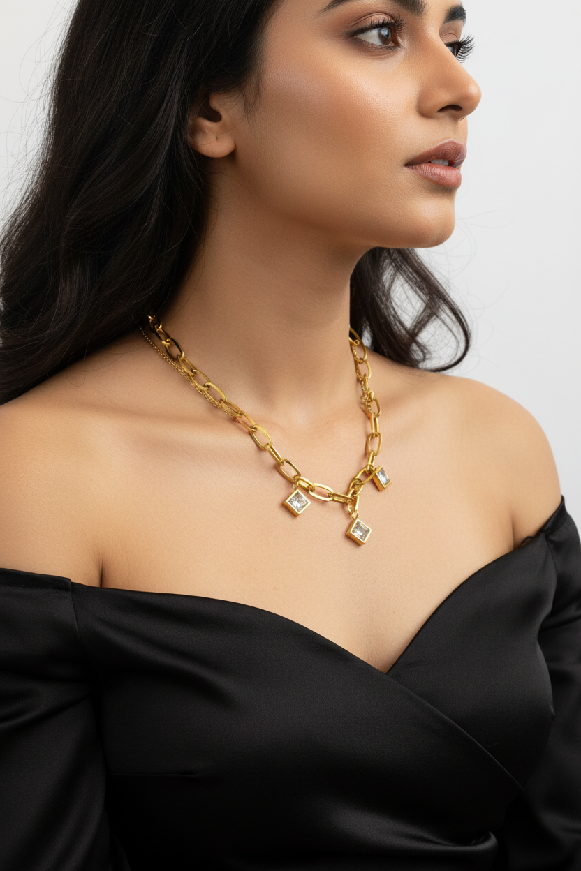 Gold Charm Link Necklace