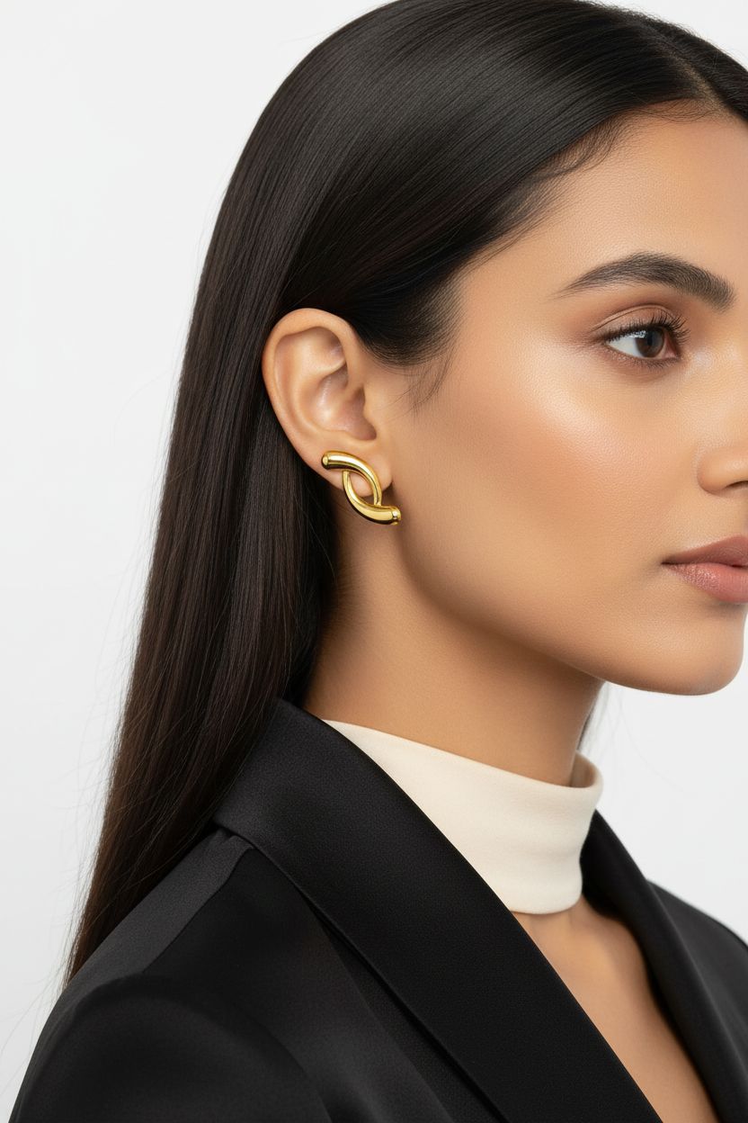 Gold Infinity Ribbon Earrings