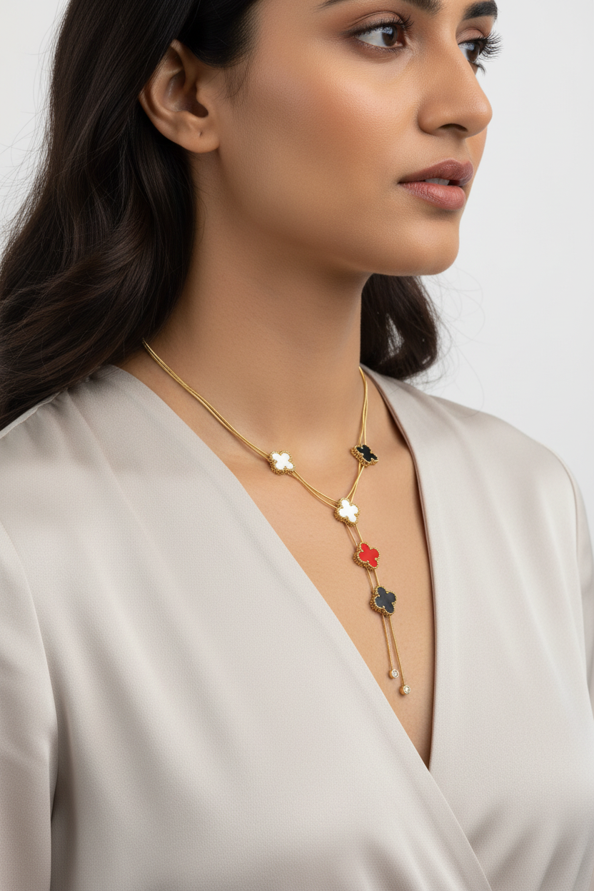 Multi-Color Clover Charm Necklace