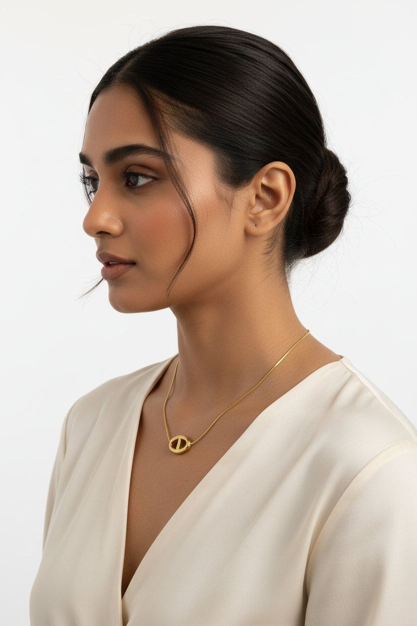 Minimalist Gold Oval Slide Necklace