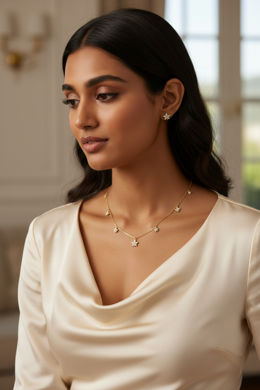 Leaf/Floral Necklace Set (Gold)