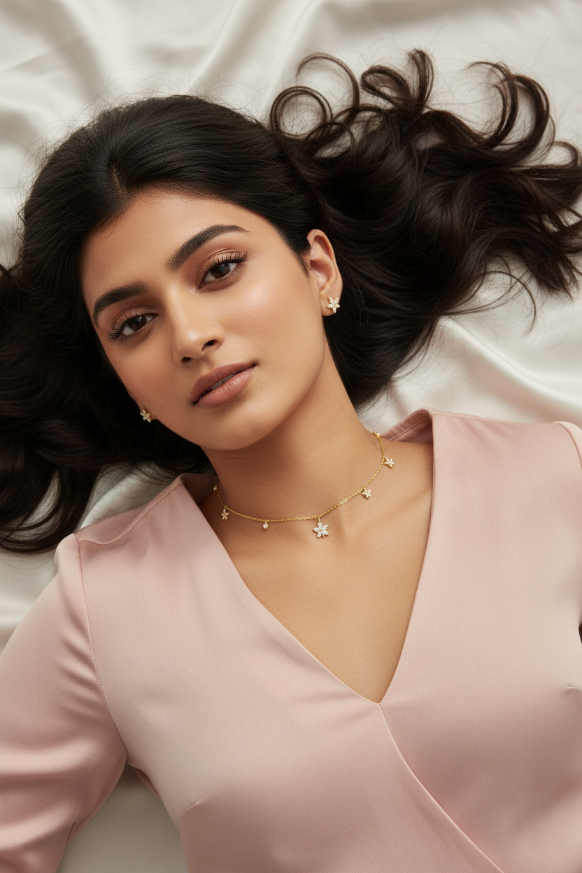 Leaf/Floral Necklace Set (Gold)