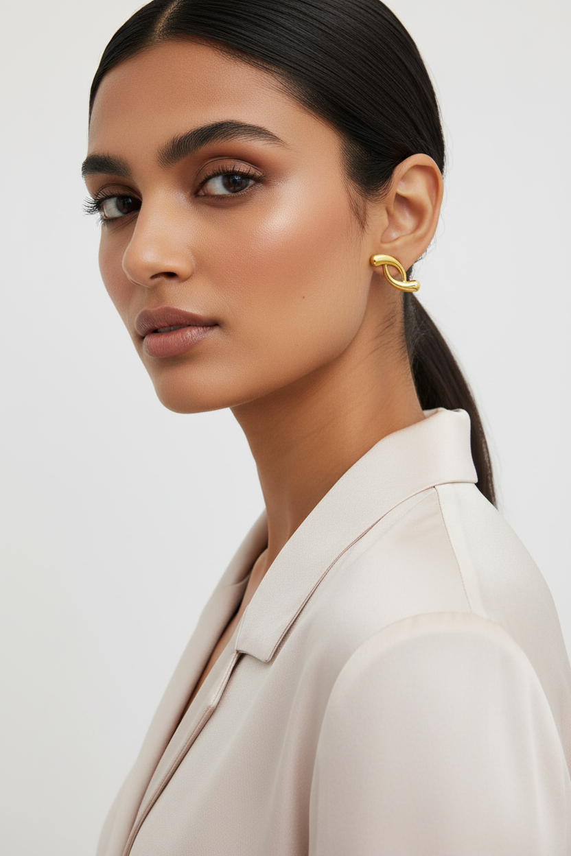 Gold Infinity Ribbon Earrings