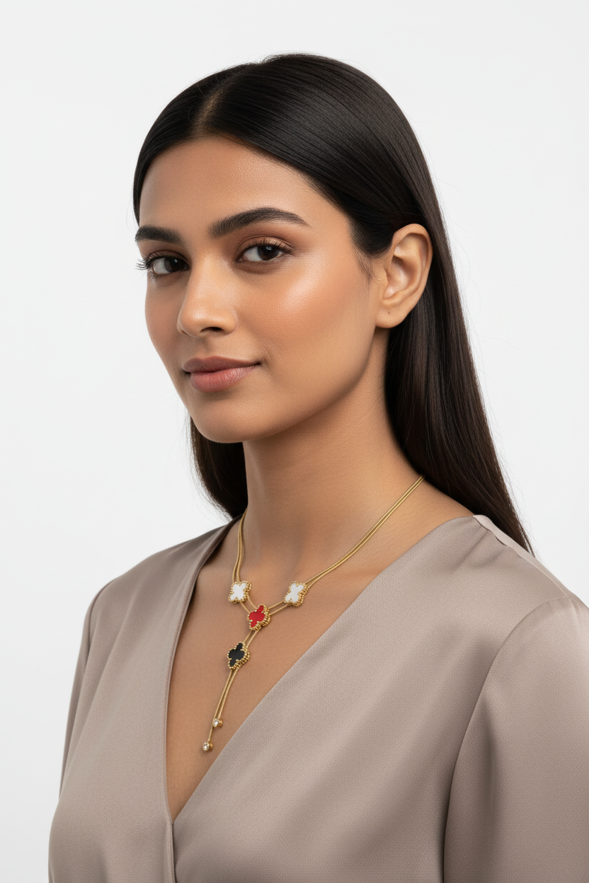 Multi-Color Clover Charm Necklace