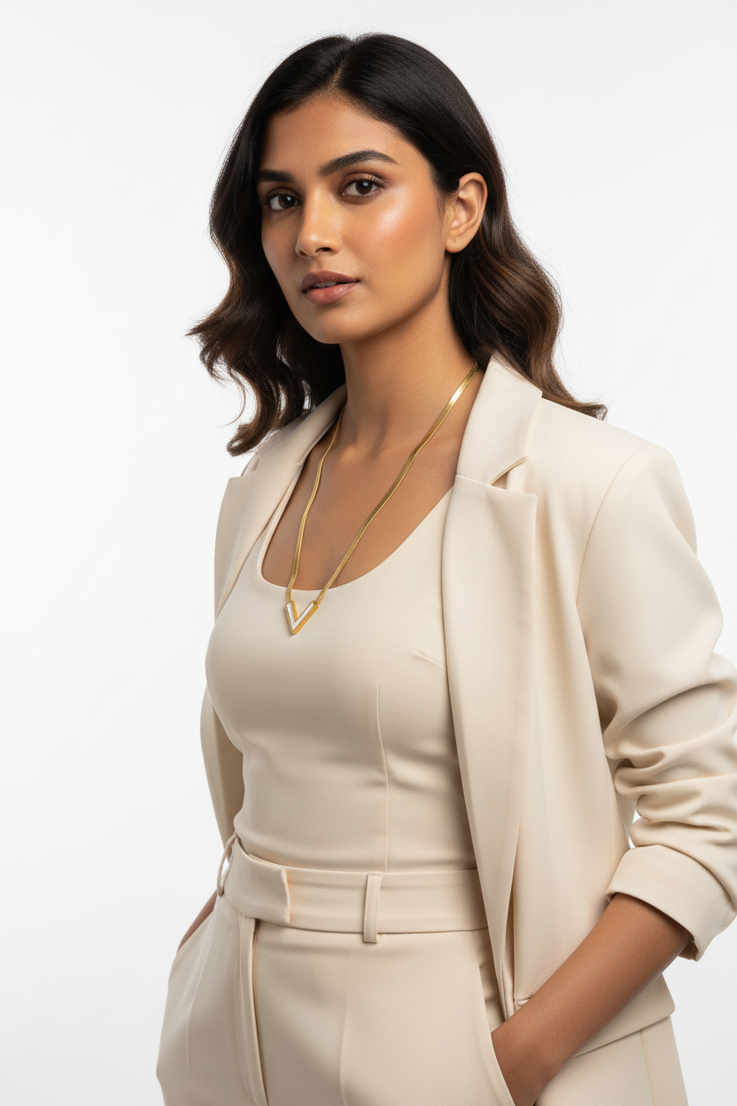 Mother of Pearl "V" Herringbone Necklace