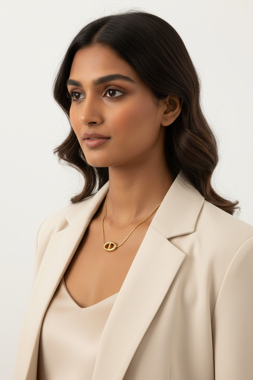 Minimalist Gold Oval Slide Necklace