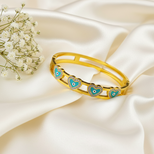 Heart Design Evil Eye Bangle