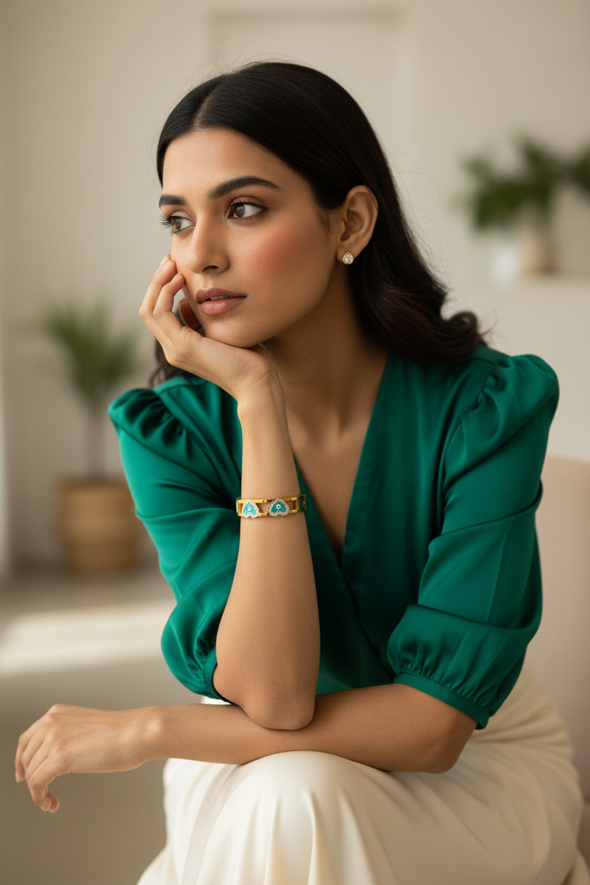 Heart Design Evil Eye Bangle